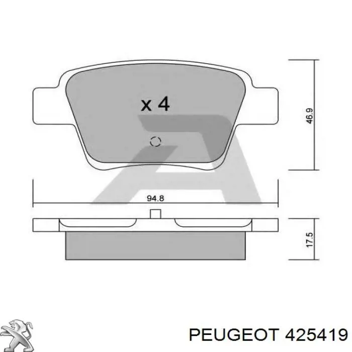 Купити 425419 Peugeot/Citroen Задні колодки