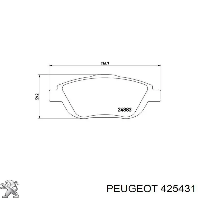 Купити 425431 Peugeot/Citroen Колодки гальмівні передні, дискові