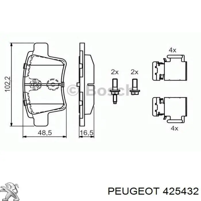 Купити 425432 Peugeot/Citroen Задні колодки