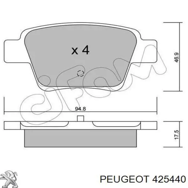 Колодки гальмові задні, дискові 425440 Peugeot/Citroen