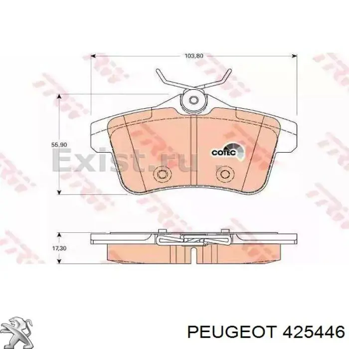 Колодки гальмові задні, дискові 425446 Peugeot/Citroen