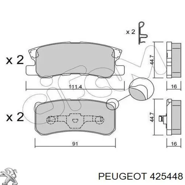 Купити 425448 Peugeot/Citroen Задні колодки
