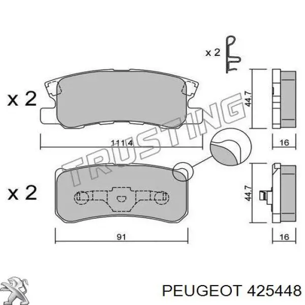 425448 Peugeot/Citroen колодки гальмові задні, дискові