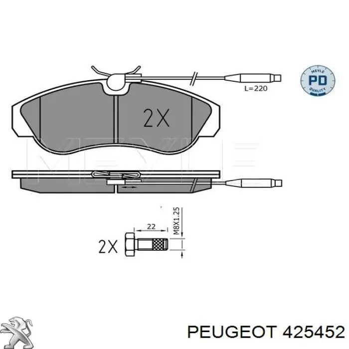 Гальмівні колодки Peugeot/Citroen 425452 ціна, від 18.73 USD