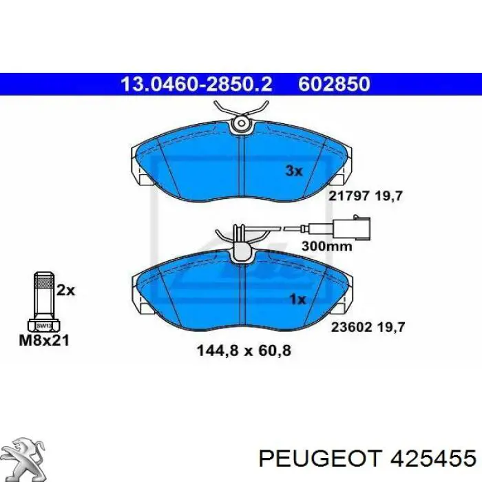 425455 Peugeot/Citroen колодки гальмівні передні, дискові