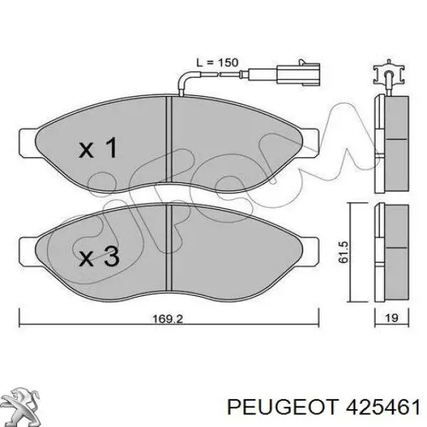 Купити 425461 Peugeot/Citroen Колодки гальмівні передні, дискові