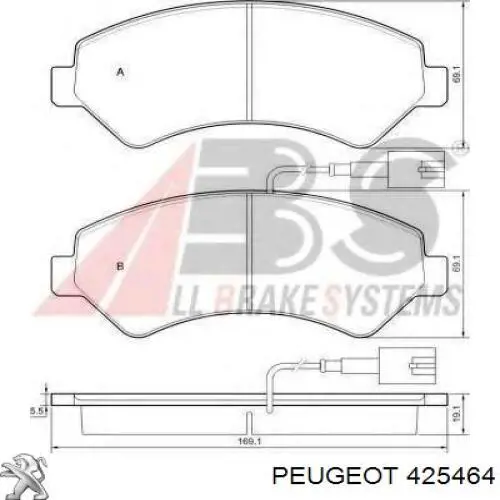 Гальмівні колодки Peugeot/Citroen 425464 ціна, від 33.22 USD