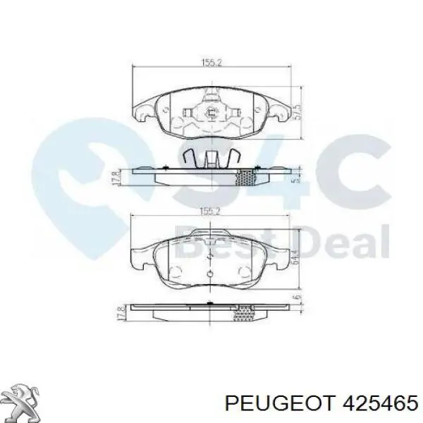 Гальмівні колодки Peugeot/Citroen 425465 ціна, від 17.90 USD