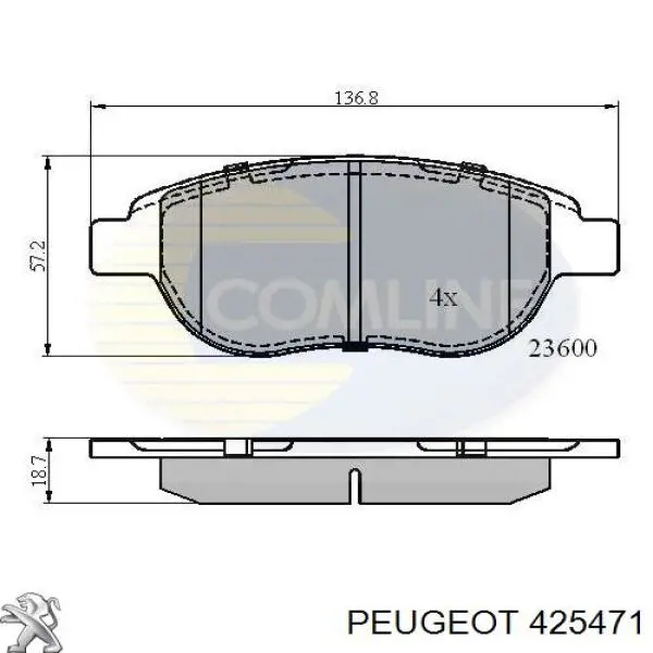 Купити 425471 Peugeot/Citroen Колодки гальмівні передні, дискові