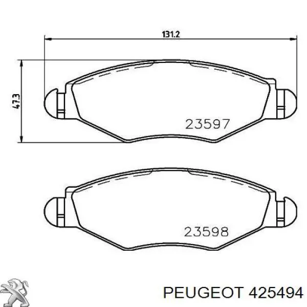 Передні тормозні колодки 425494 Peugeot/Citroen