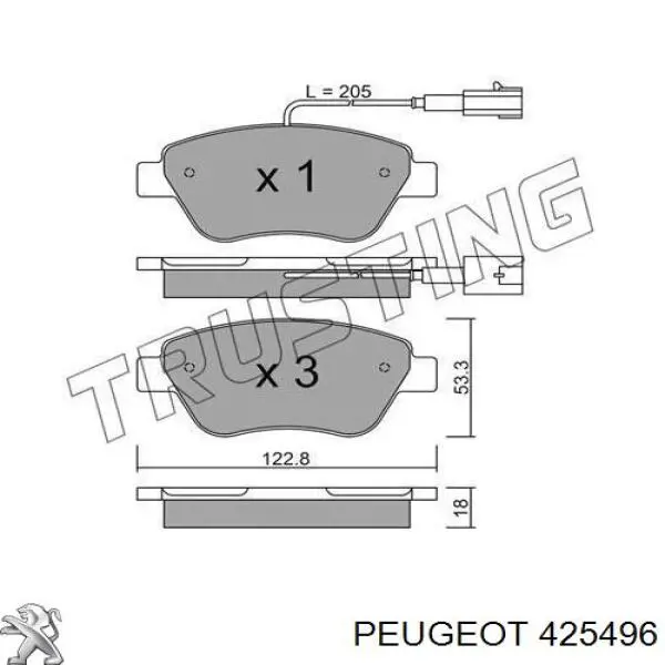 Гальмівні колодки Peugeot/Citroen 425496 ціна, від 22.60 USD