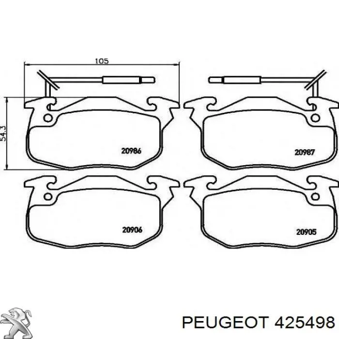425498 Peugeot/Citroen колодки гальмівні передні, дискові