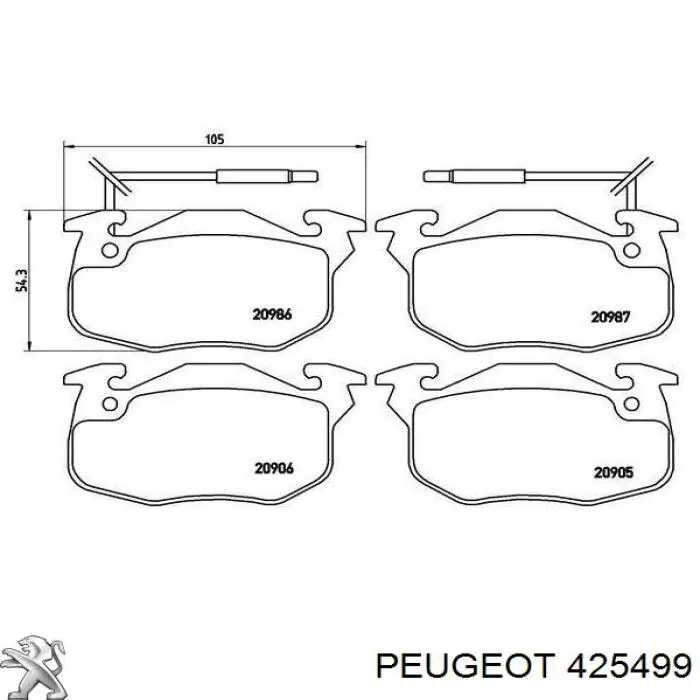 Гальмівні колодки Peugeot/Citroen 425499 ціна, від 13.89 USD