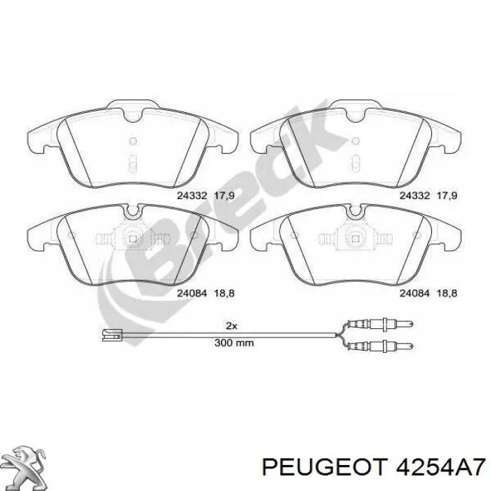 Купити 4254A7 Peugeot/Citroen Колодки гальмівні передні, дискові