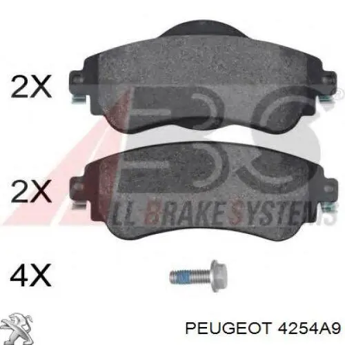 4254A9 Peugeot/Citroen Передні гальмівні колодки