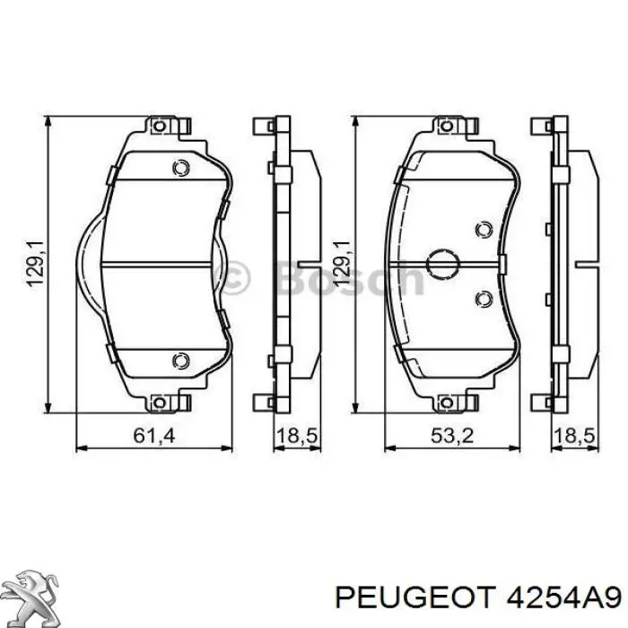 Гальмівні колодки Peugeot/Citroen 4254A9 ціна, від 29.38 USD