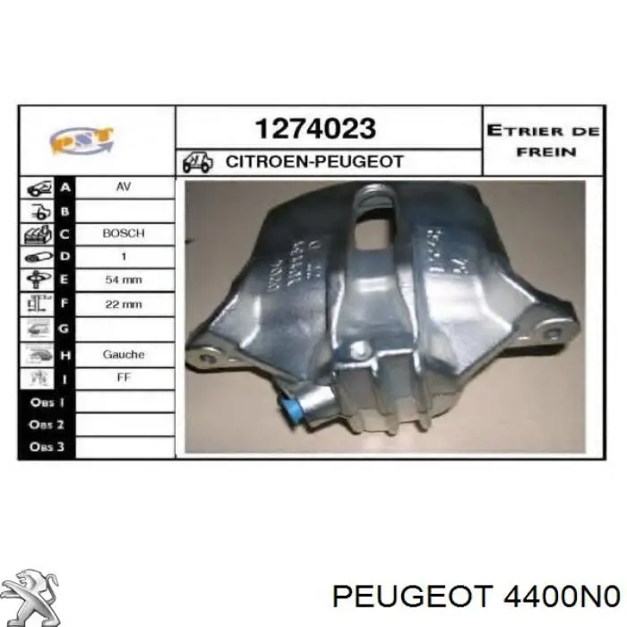 Супорт гальмівний передній лівий Peugeot/Citroen 4400N0 ціна, від 28.95 USD