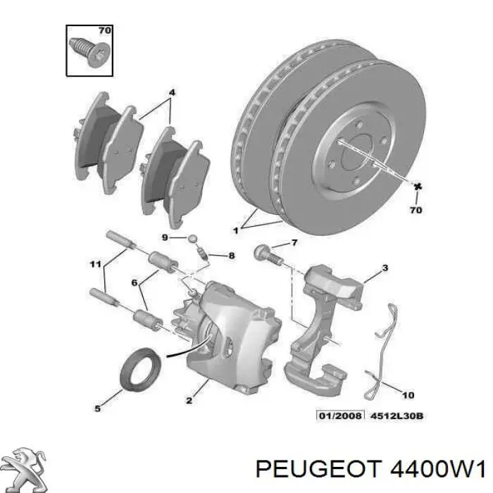4400W1 Peugeot/Citroen супорт гальмівний передній лівий