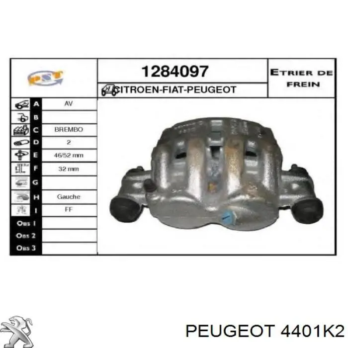 Купити 4401K2 Peugeot/Citroen Супорт гальмівний передній лівий