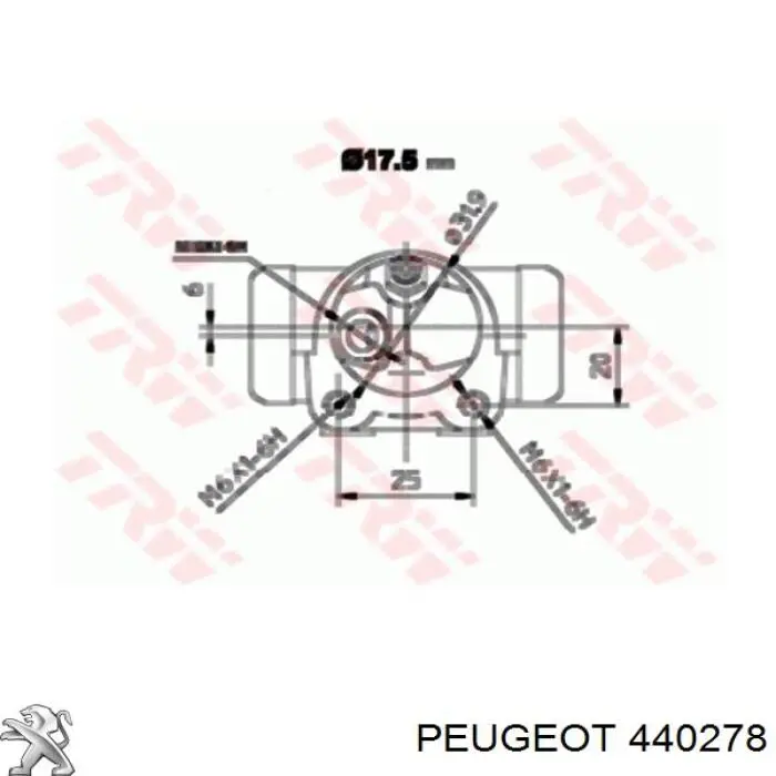 440278 Peugeot/Citroen циліндр гальмівний колісний/робітник, задній