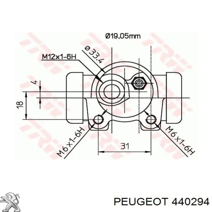 440294 Peugeot/Citroen циліндр гальмівний колісний/робітник, задній