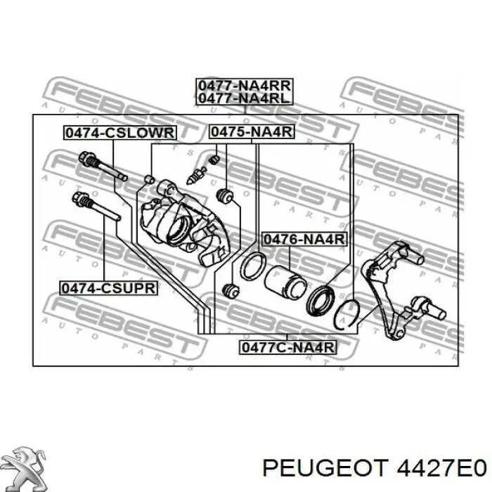 4427E0 Peugeot/Citroen Супорт гальмівний задній лівий