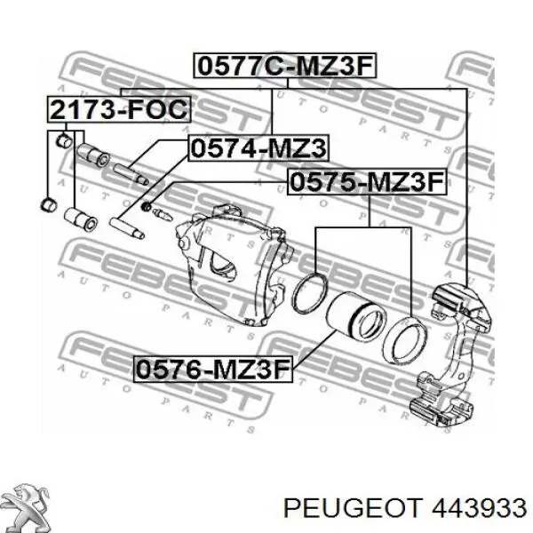Купити 443933 Peugeot/Citroen Направляюча супорту переднього