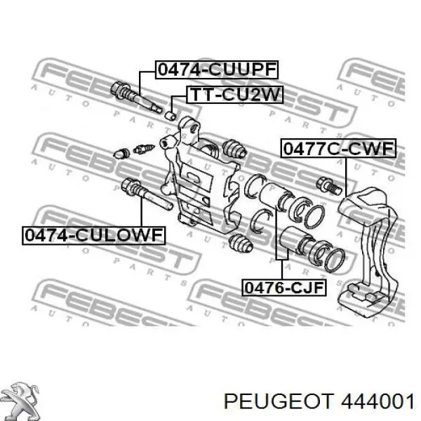 Направляюча супорту переднього, верхня PEUGEOT 444001