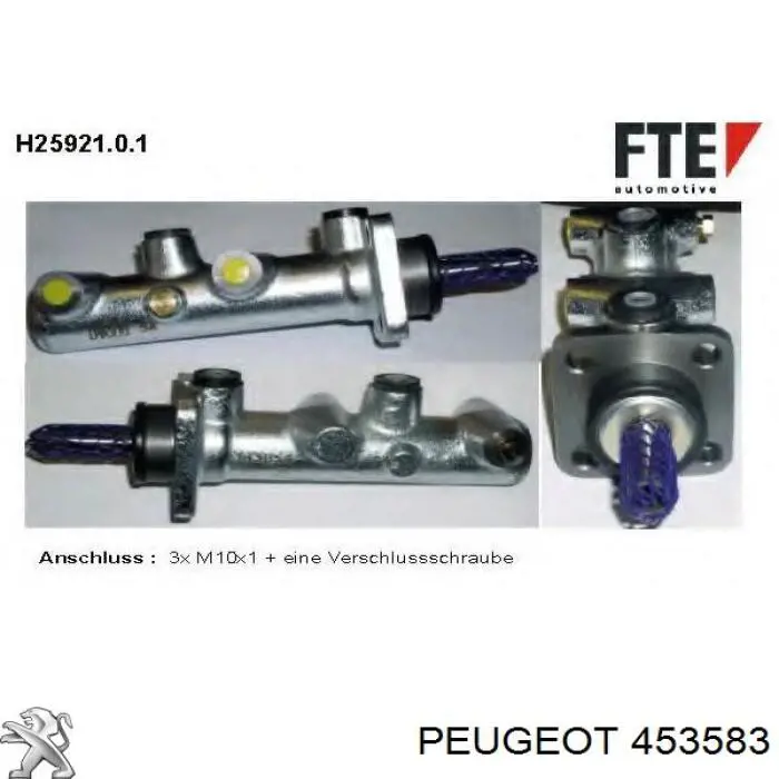 453583 Peugeot/Citroen Циліндр гальмівний, головний