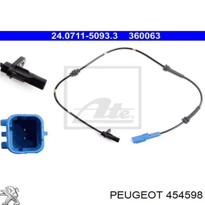 454598 Peugeot/Citroen датчик абс (abs задній)