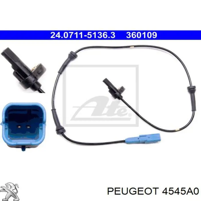Купити 4545A0 Peugeot/Citroen Датчик АБС (ABS) задній