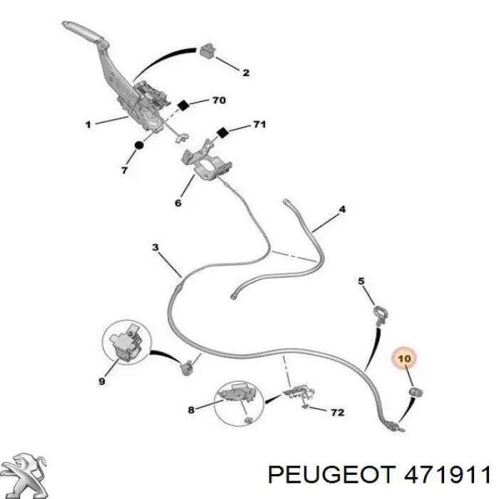 Купити 471911 Peugeot/Citroen Кронштейн троса ручника