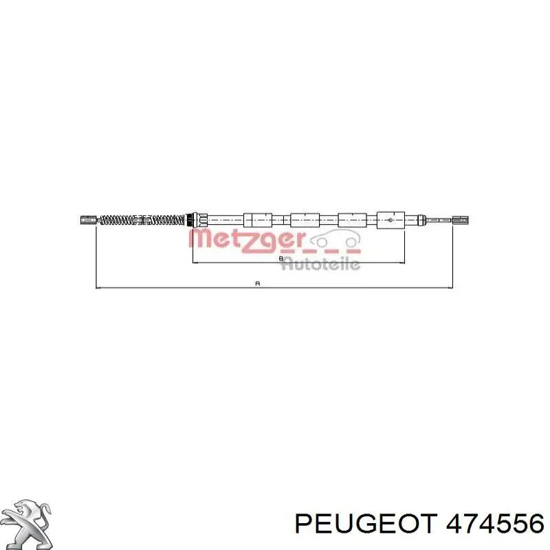 Трос ручного гальма задній, правий 474556 Peugeot/Citroen