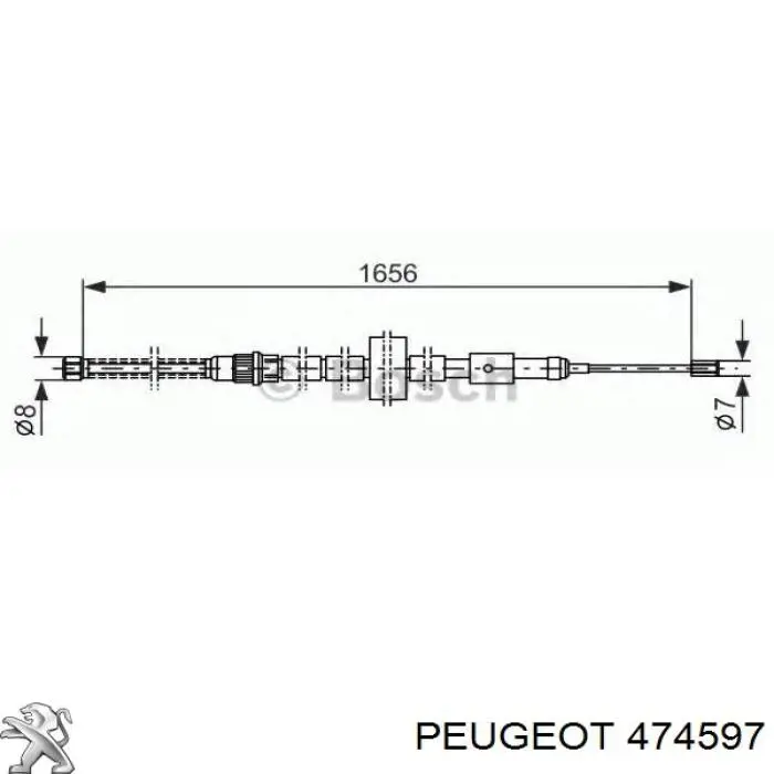 474597 Peugeot/Citroen Трос ручника задній лівий