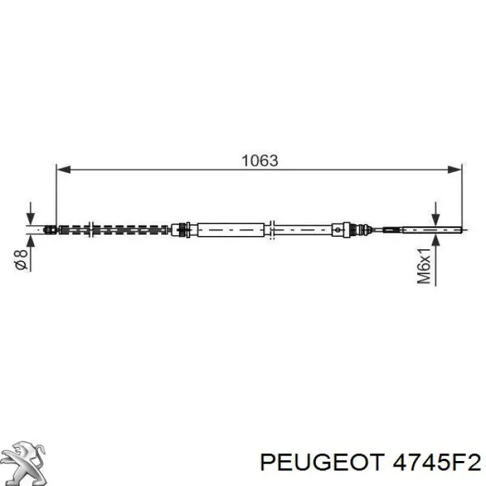 4745F2 Peugeot/Citroen Трос ручника задній лівий