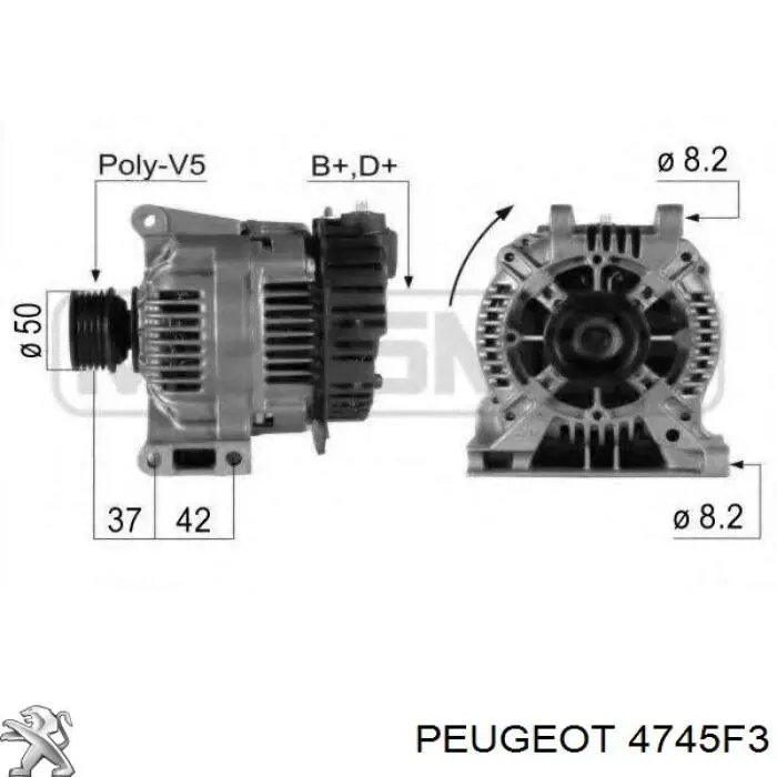 Трос ручника задній правий Peugeot/Citroen 4745F3