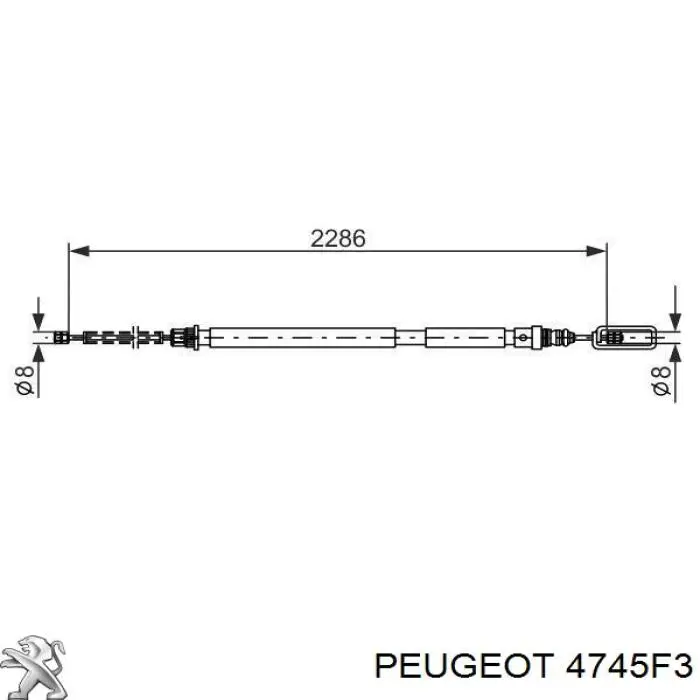 Трос ручного гальма задній, правий 4745F3 Peugeot/Citroen