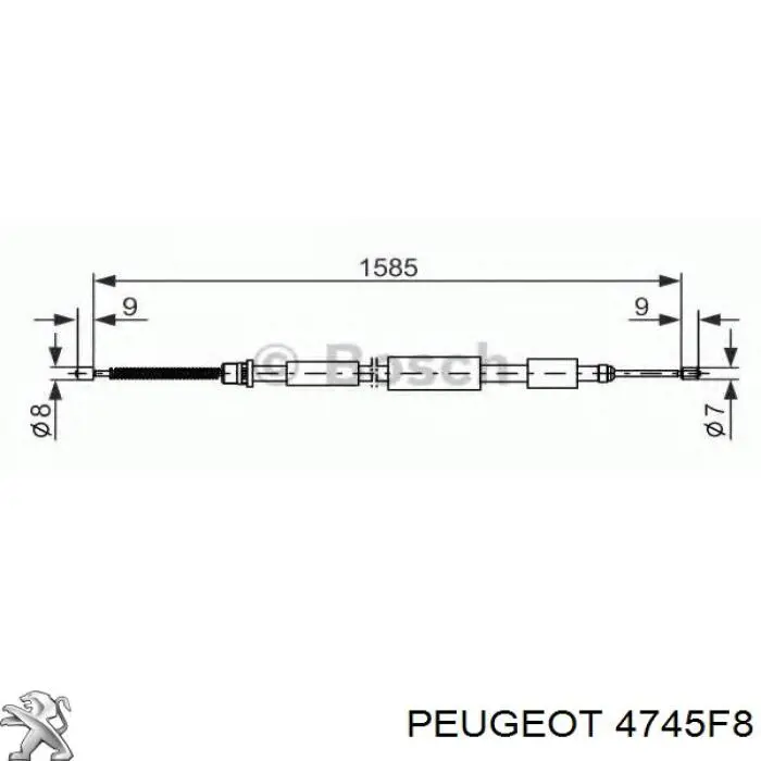 4745F8 Peugeot/Citroen трос ручного гальма задній, лівий