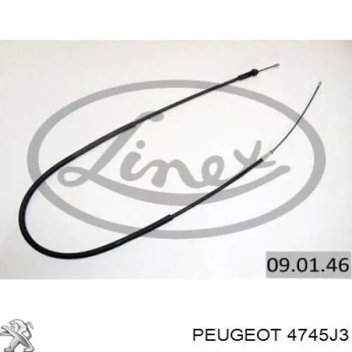 Трос стоянкового гальма задній правий Peugeot/Citroen 4745J3 ціна, від 8.52 USD
