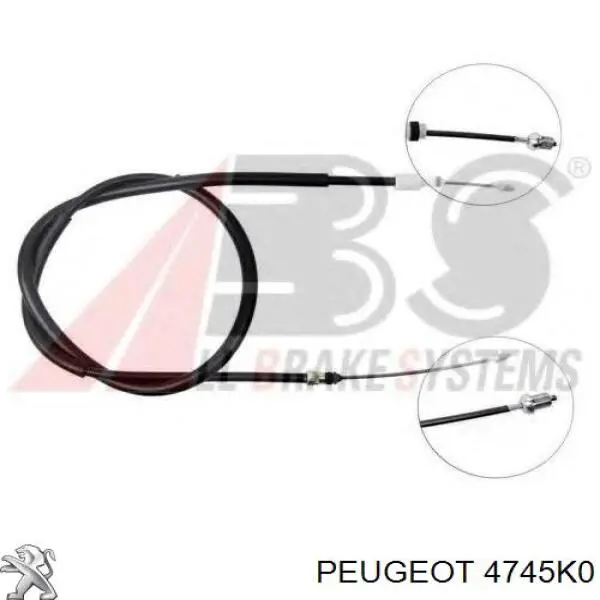 Купити 4745K0 Peugeot/Citroen Трос ручного гальма задній, лівий