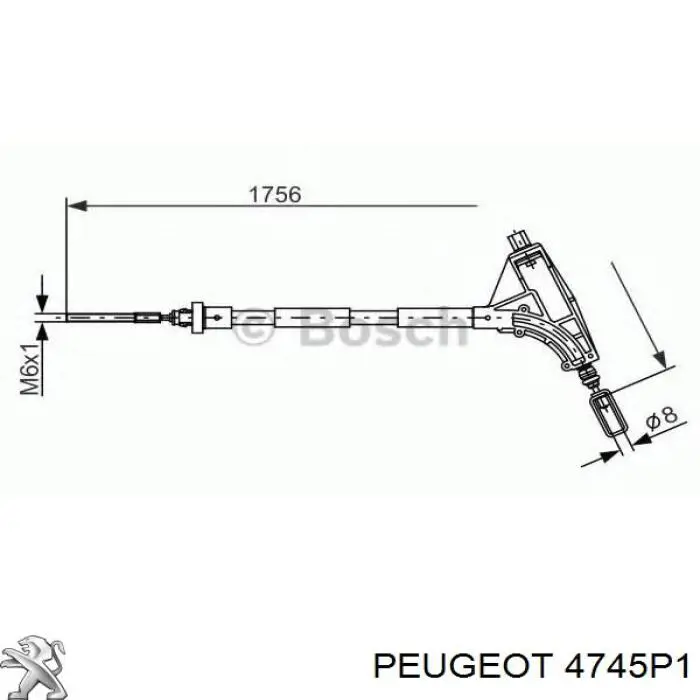 4745P1 Peugeot/Citroen трос ручного гальма передній