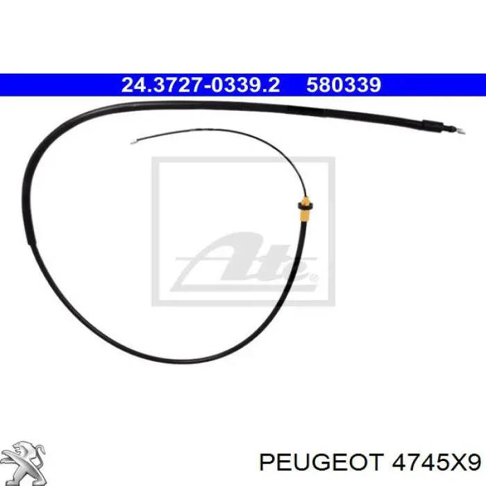 Купити 4745X9 Peugeot/Citroen Трос ручного гальма задній, правий