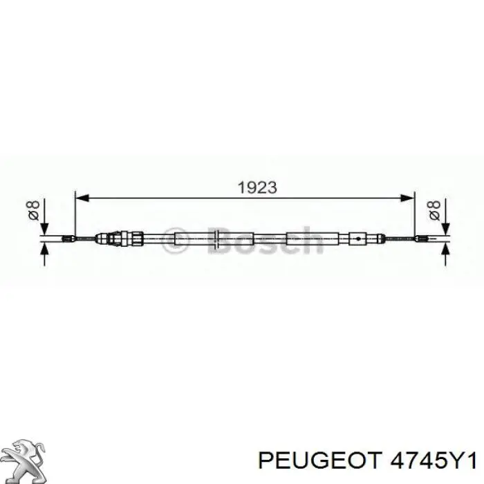 4745Y1 Peugeot/Citroen трос ручного гальма задній, правий