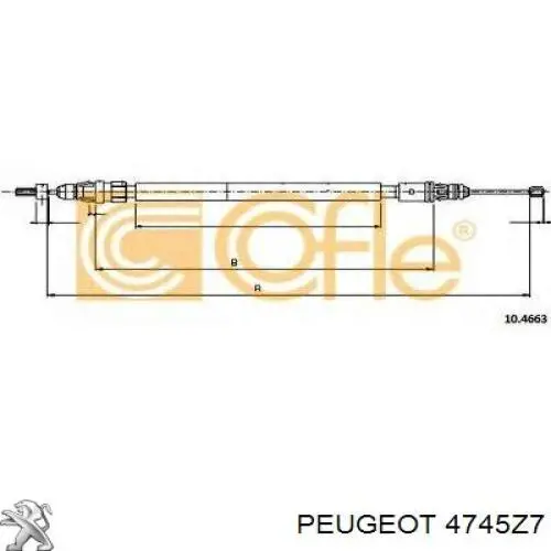 Купити 4745Z7 Peugeot/Citroen Трос ручного гальма задній, лівий