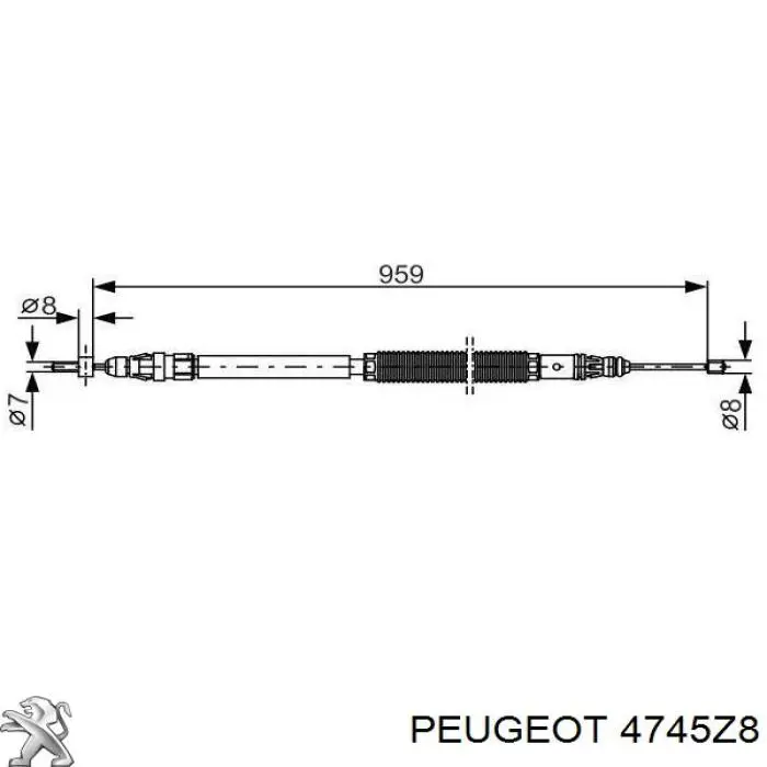 Купити 4745Z8 Peugeot/Citroen Трос ручного гальма задній, правий