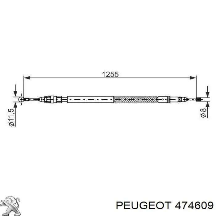 Трос ручного гальма задній, правий/лівий 474609 Peugeot/Citroen