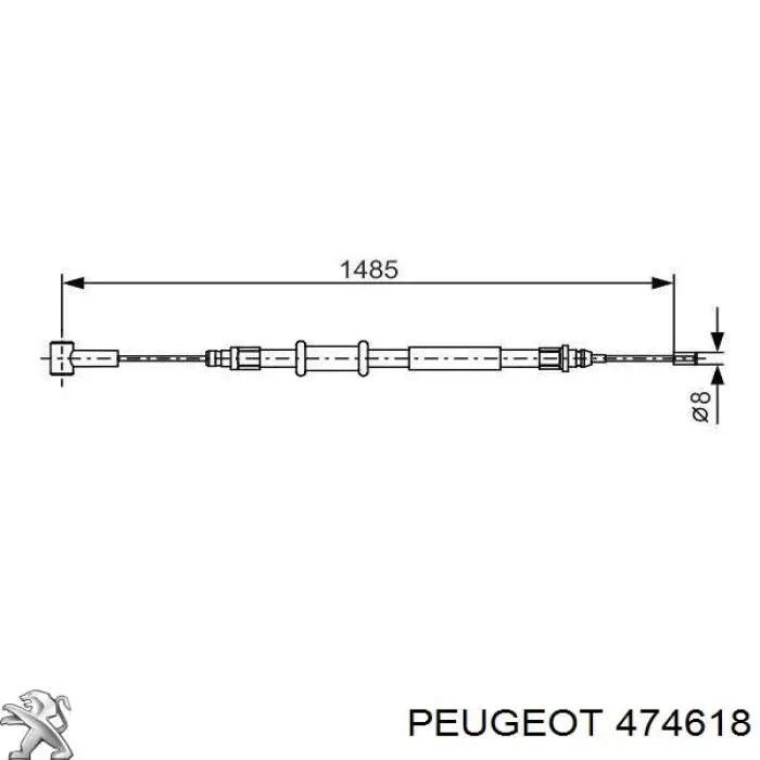 474618 Peugeot/Citroen трос ручного гальма задній, правий/лівий