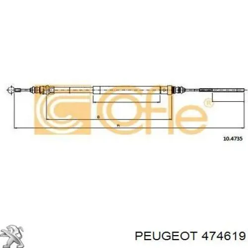 Купити 474619 Peugeot/Citroen Трос ручного гальма задній, лівий