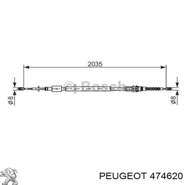 Купити 474620 Peugeot/Citroen Трос ручного гальма задній, правий/лівий