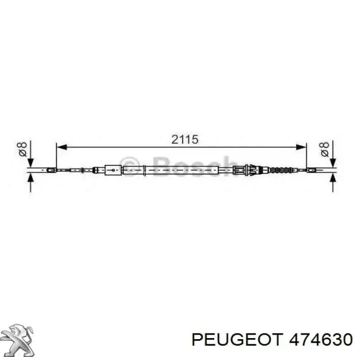 474630 Peugeot/Citroen трос ручного гальма задній, правий/лівий